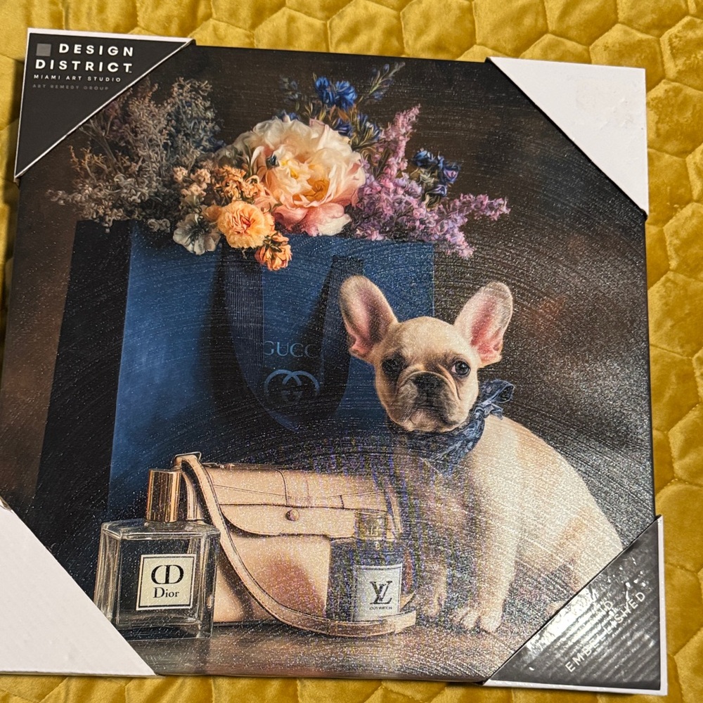 District French Bulldog Floral Canvas